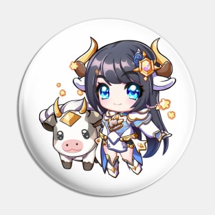 Taurus the Bull Chibi Zodiac Anime Girl Pin