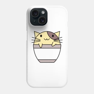 Cat in coffee cup yellow and brown Phone Case