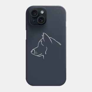 Alaskan Malamute silhouette outline white Phone Case