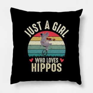 Just A Girl Who Loves Hippos Funny Guitarist Violin Hippo Cute Animal Lover Humor Christmas Gifts Pillow