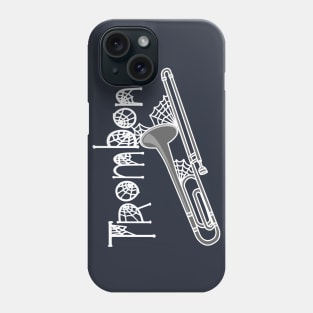 Trombone Halloween Cobwebs White Text Phone Case