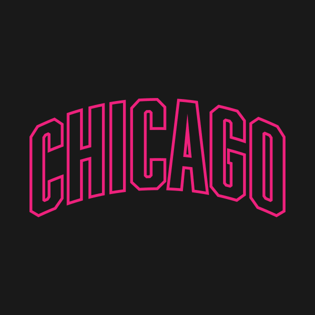 Chicago Hot Pink Outline Typography by Good Phillings