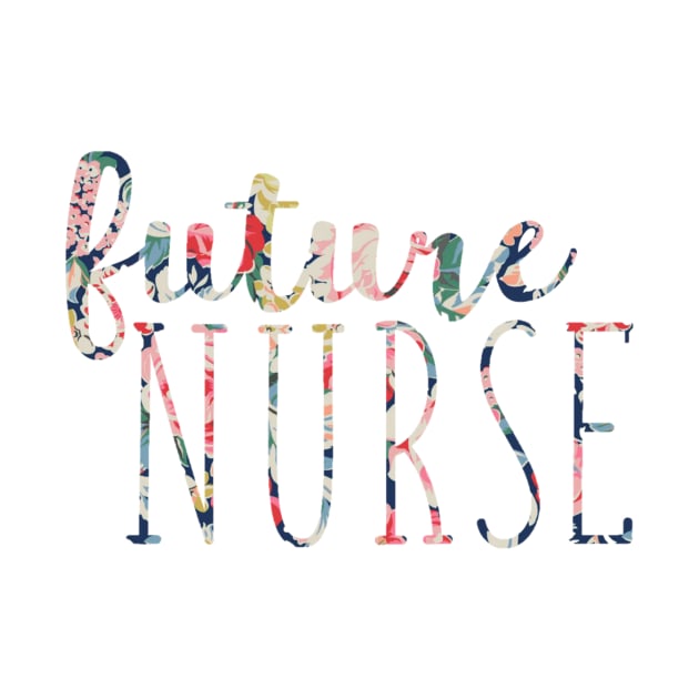 Navy Floral Future Nurse by annmariestowe