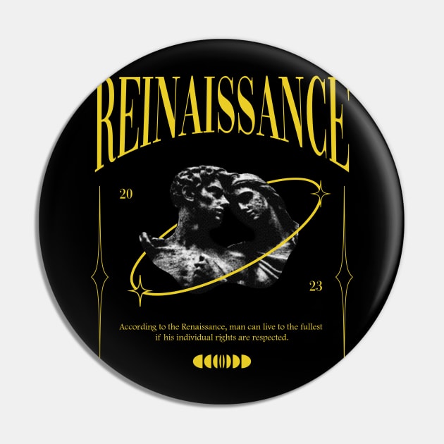 Renaissance Yellow Streetwear Design Statue Roman Pin by rasyadanardinsyah