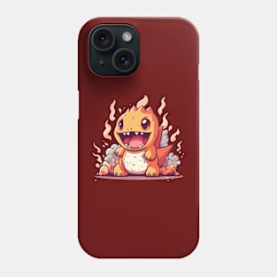 Cute baby orange Godzilla try to breathing fire Phone Case