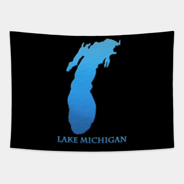 Lake Michigan Great Lakes Outline with Label Tapestry by gorff