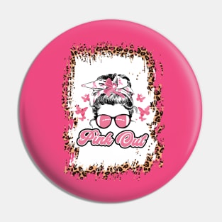 Pink Out Breast Cancer Football Bleached Leopard Messy Bun Pin