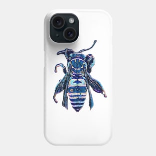 Blue moth bee wasp insect Phone Case