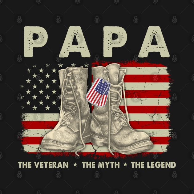 Papa The Veteran The Myth The Legend American Flag by Symmetry Stunning Portrait