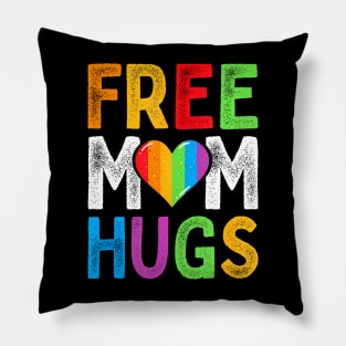 Free Mom Hugs Heart LGBT Ally Pride Month Retro Pillow