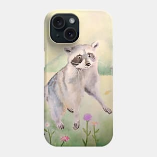 Peaceful Raccoon in Flower Field Watercolor Phone Case