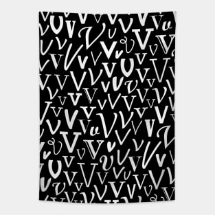 V - Typography (White) Tapestry