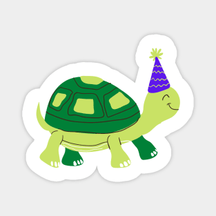 green tortoise animal illustration with cap Magnet