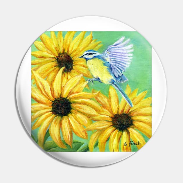 Spirit of Blue Tit Pin by sonia finch