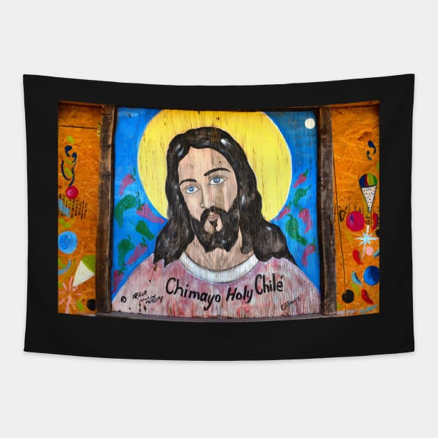 Chimayo Holy Chile sign Tapestry by dltphoto