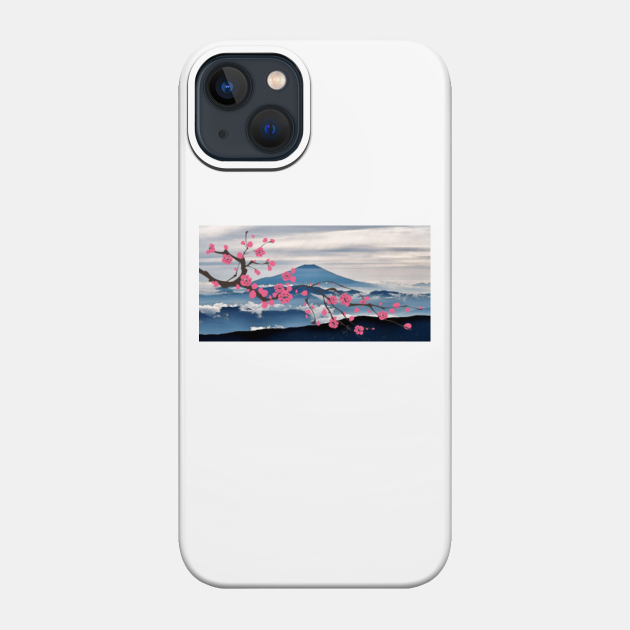 Sakura in the background of Mount Fuji - Sakura - Phone Case