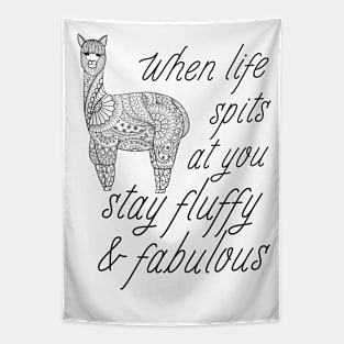 Lispe Alpaca Llama Vicuna Guanaco Stay Fluffy & Fabulous Tapestry