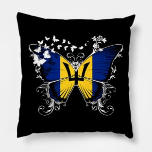 Barbados Flag Butterfly Pillow