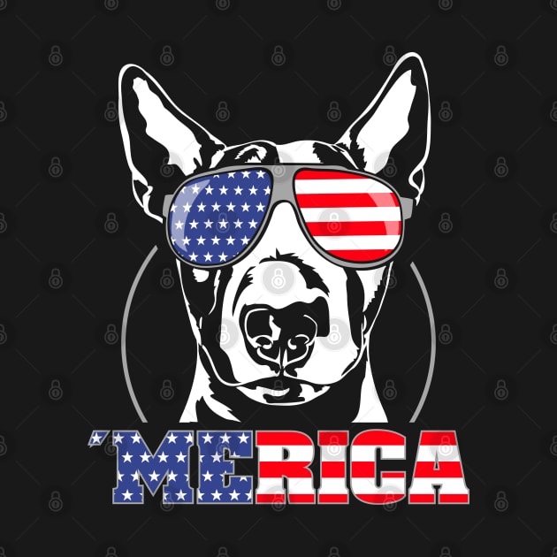 Proud Bull Terrier American Flag Merica dog by wilsigns