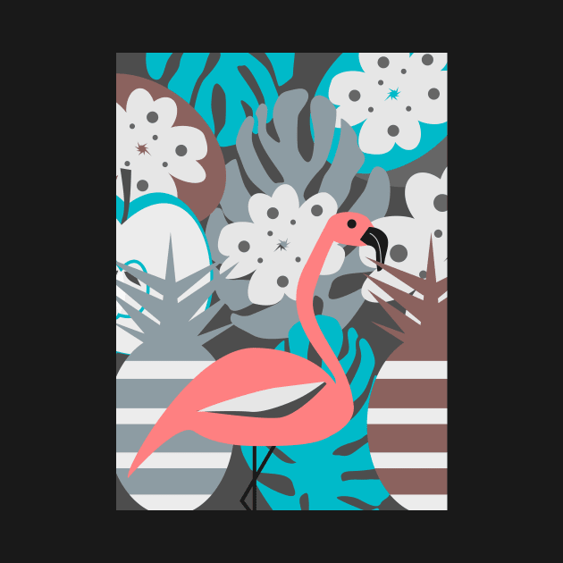 Flamingo, pineapples, flowers by cocodes