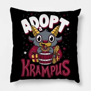 Adopt a Krampus - Creepy Cute Cartoon - Kawaii Holidays Pillow