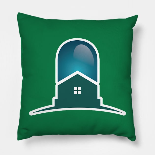 Light bulb and houses sticker logo icon. Energy power in the house idea concept. Real Estate logo design icon. Pillow by AlviStudio