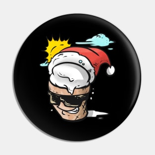 Soft Ice Cream With Santas Hat Sunglasses Christmas In July Pin