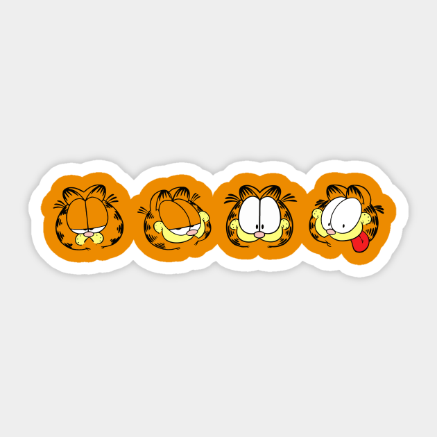Many Faces of Orange Lasagna Cat - Orange - Sticker