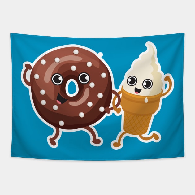 Chocolate Donut + Ice cream Tapestry by Plushism