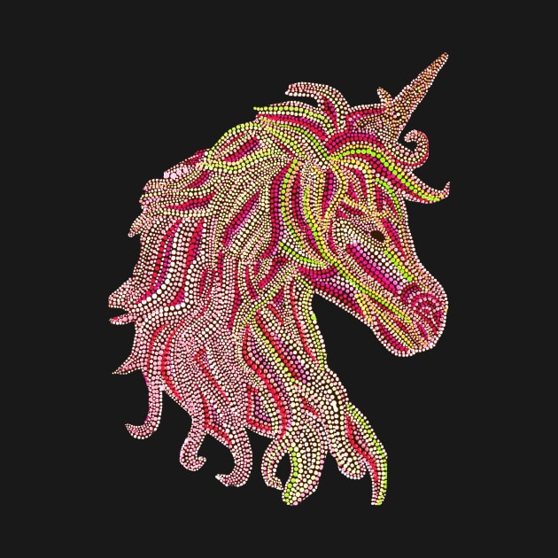 Mythical Unicorn - Red & Lime Green by Amy Diener