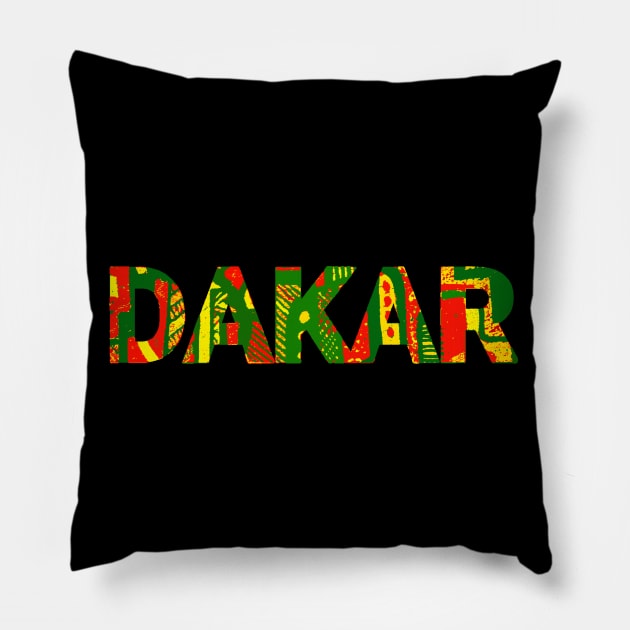 Dakar - Dakar City Pillow by Tony Cisse Art Originals