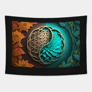 Ying Yang-Flower of life-Harmony Tapestry