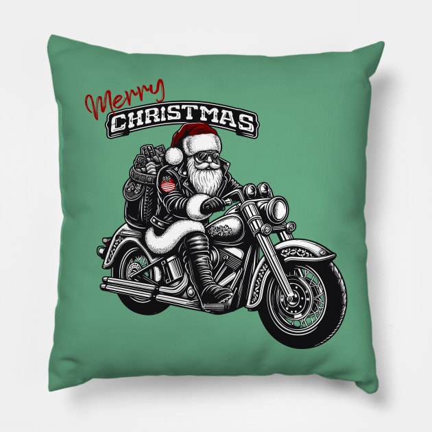 Chopper Santa “Merry Christmas” Pillow by PrintSoulDesigns