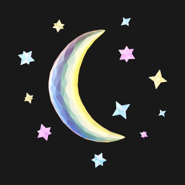 Low Poly Crescent Moon and Stars by HaydenWilliams