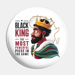 Black King The Most Powerful Piece in the Game, Juneteenth African Man Pin