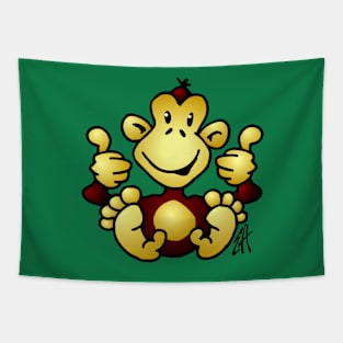 Monkey with  four thumbs up Tapestry