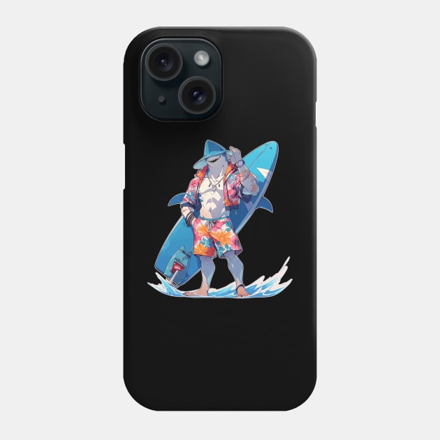 Anime Surfer Shark Dude Phone Case by DanielLiamGill