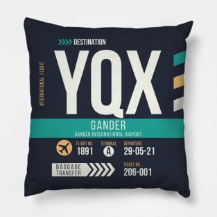 Gander (YQX) Airport Code Baggage Tag Pillow