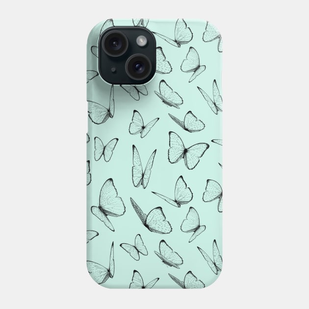 Drawn Butterfly Pattern Phone Case by ImpishTrends