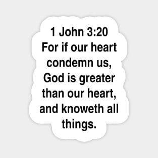 1 John 3:20  King James Version (KJV) Bible Verse Typography Gift Magnet