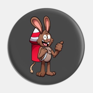 Rabbit With Firework Jetpack Pin