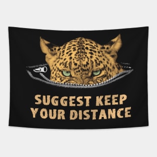 Angry Leopard Keep Your Distance Social Distancing Tapestry