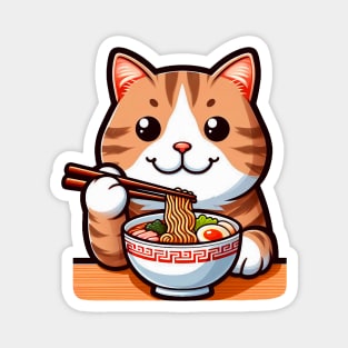 Tabby Cat Loves Ramen Magnet