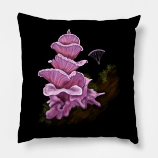 Hang Gliding off Pink Pagoda Mushroom Pillow