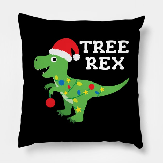 Cute Tree Rex Christmas T Rex Dinosaur Pillow by MedleyDesigns67