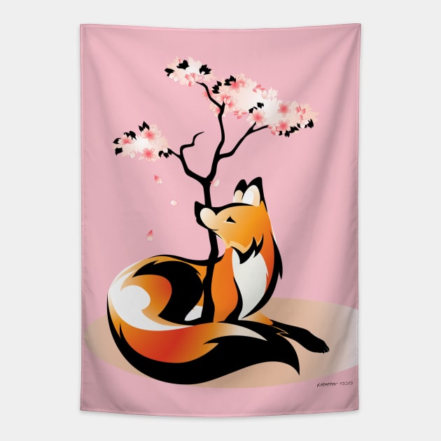 Sakura Kitsune Tapestry by RHPotter