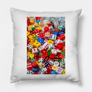 Colorful Pile Of Dice Pillow