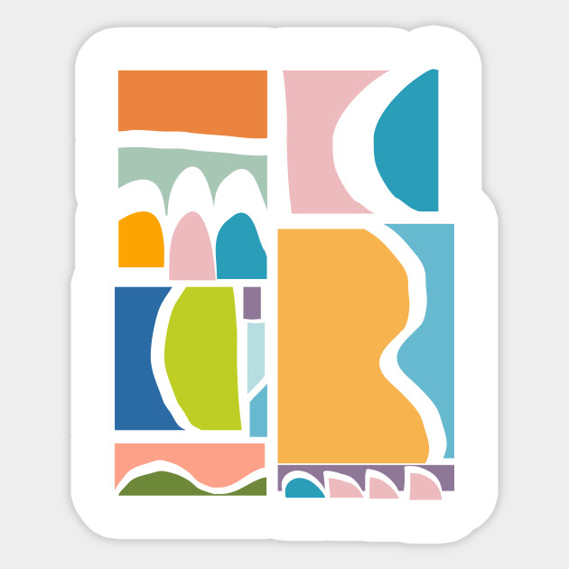 Colorful Abstract Paper Cut Out Shapes Paper Collage Sticker