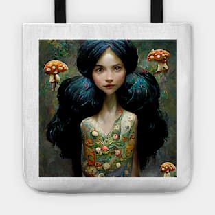 Aggie - Two Brown Eyes Mushroom Faerie by Kim Turner Art Tote