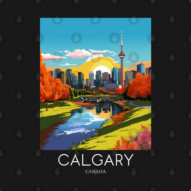 A Pop Art Travel Print of Calgary - Canada by Studio Red Koala